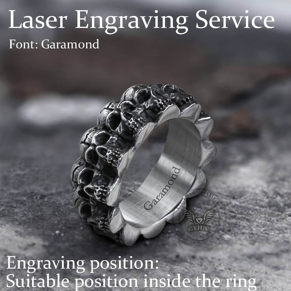 Surrounded Titanium Stainless Steel Skull Ring