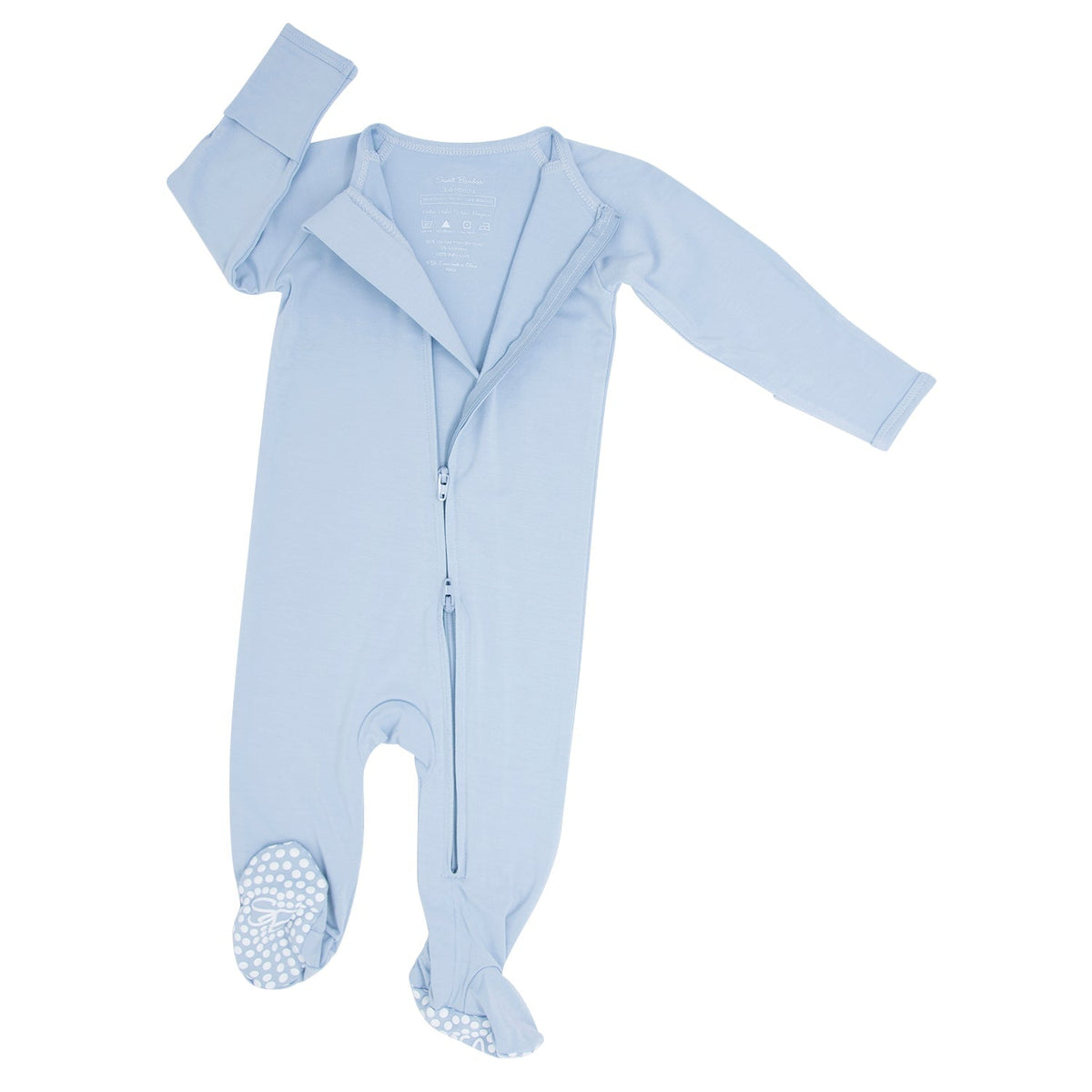 Sweet Bamboo Zipper Footie - Dontes Blue