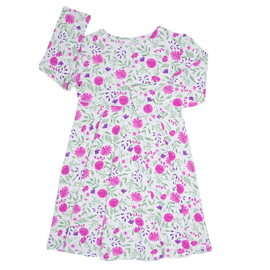 Sweet Purple Flowers Swirly Girl Dress