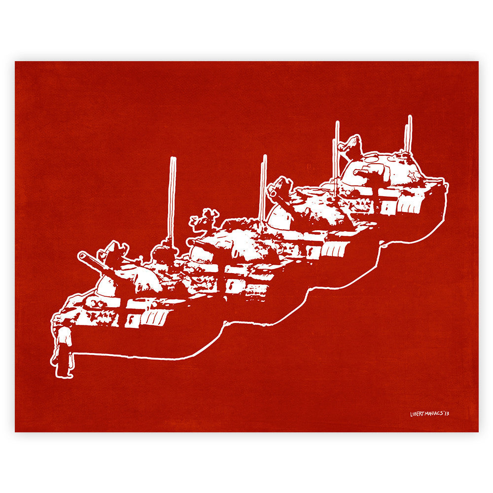 Tienanmen Tank Man Poster Red