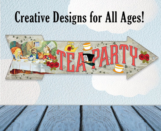 Tea Party - Directional Arrow - Metal Sign