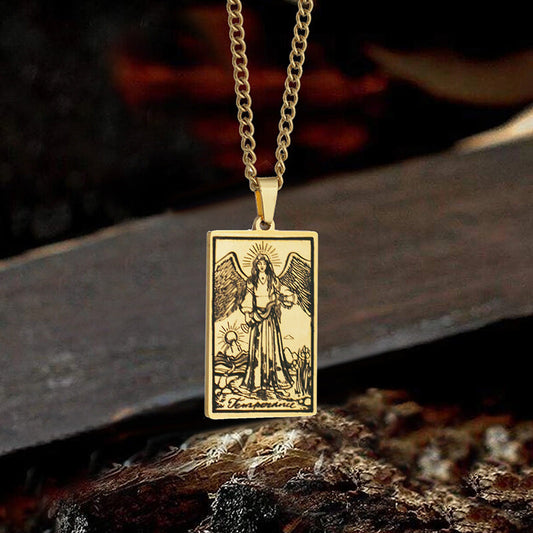 Temperance Major Arcana Tarot Stainless Steel Necklace