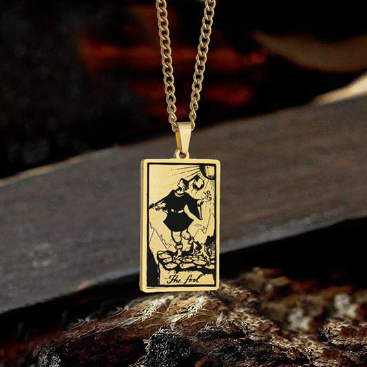 The Fool Tarot Card Stainless Steel Necklace