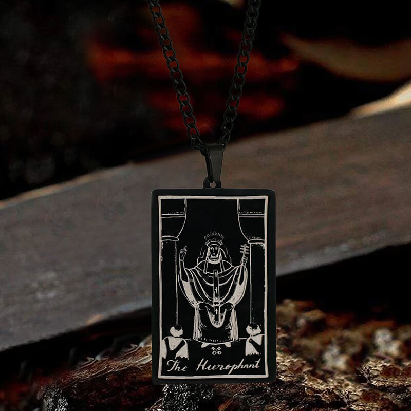 The Hierophant Tarot Card Stainless Steel Necklace