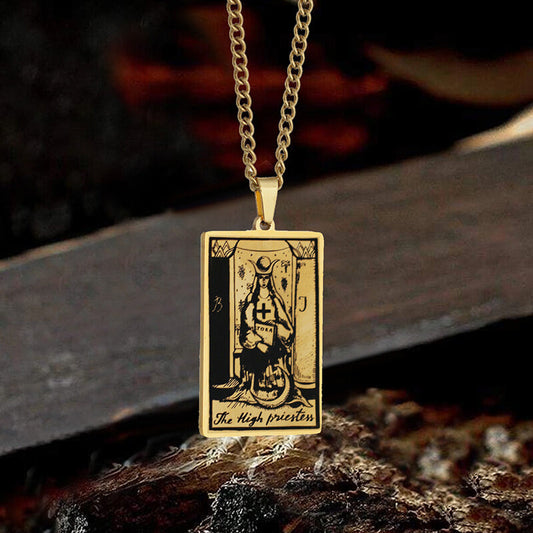 The High Priestess Tarot Card Stainless Steel Necklace