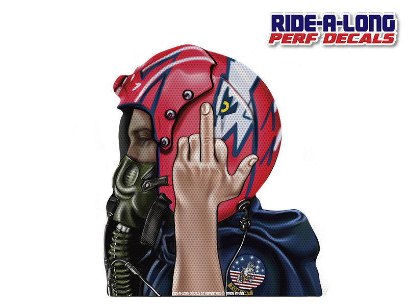 Goose Fighter Pilot Giving the Bird *RIDE A LONG* Perforated Decal