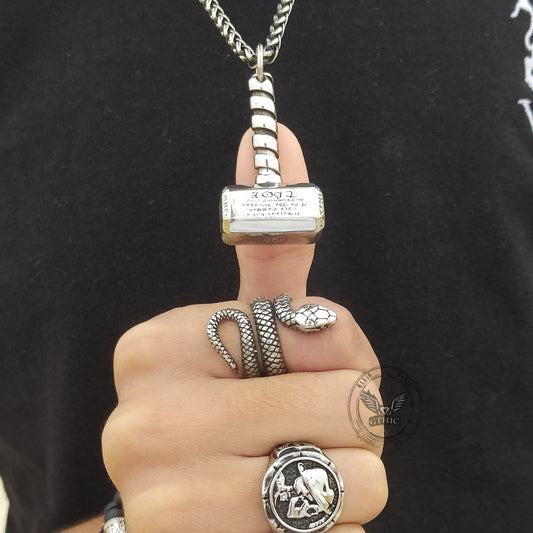 Thor's Hammer Valknut Stainless Steel Viking Necklace