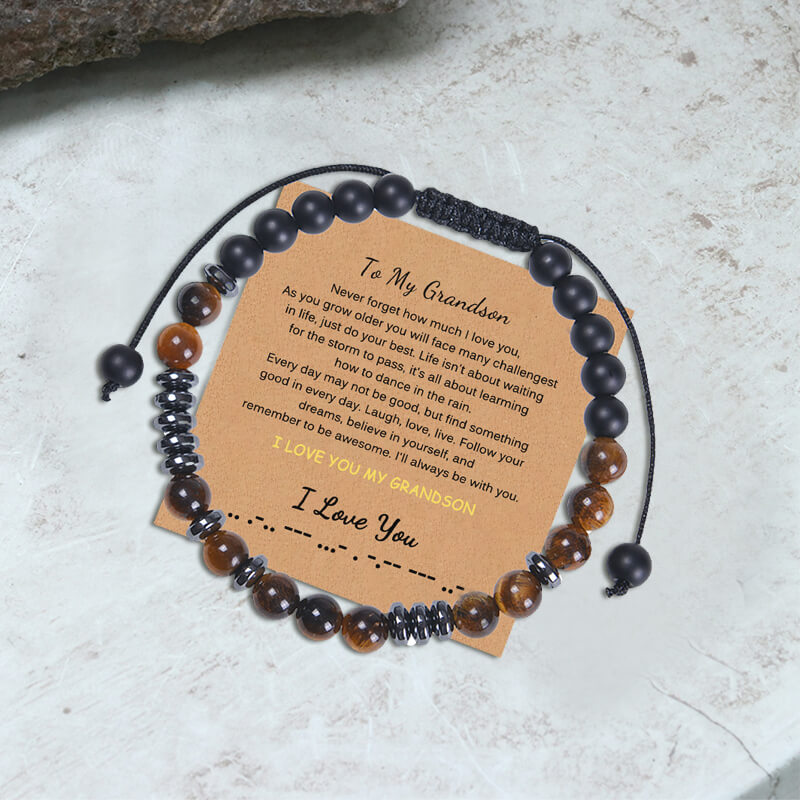 To My Grandson I Love You Morse Code Bracelet