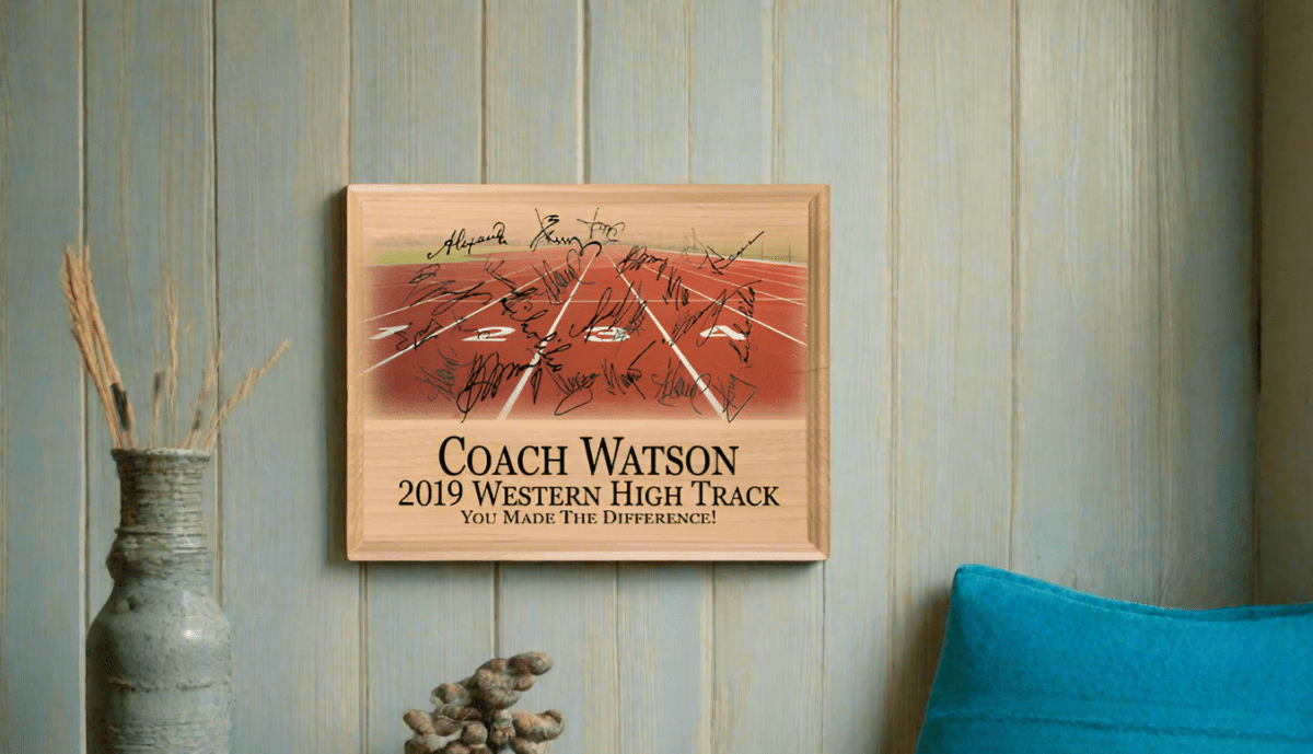 Track Coach Gift Plaque PERSONALIZED Track & Field Team Coaches
