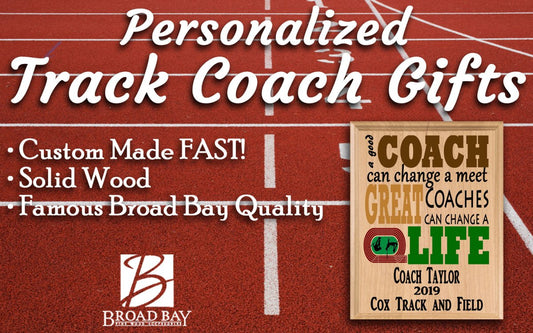 Custom Track Coach Gift – Personalized Wood Plaque with Name & Year – “Great Coaches Change Lives” – Track & Field Design – USA Made – 11x8.5
