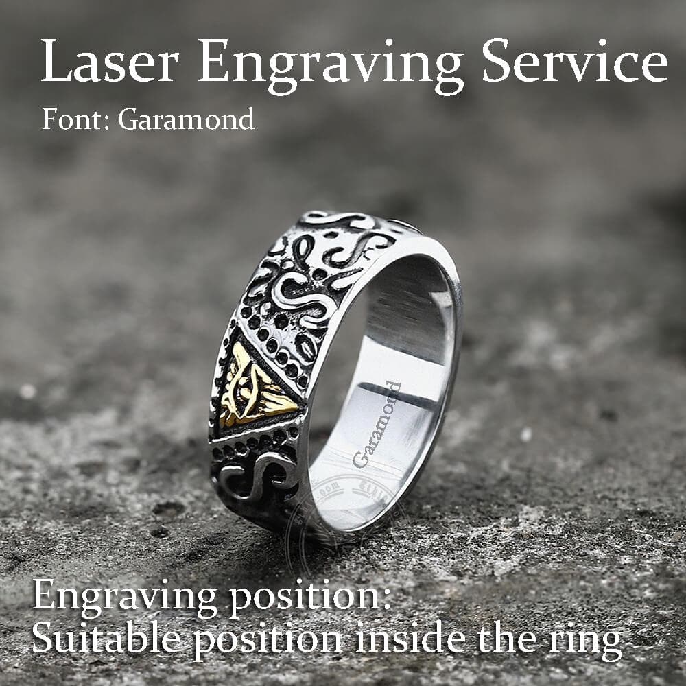 Triangle Eye of Providence Stainless Steel Masonic Ring