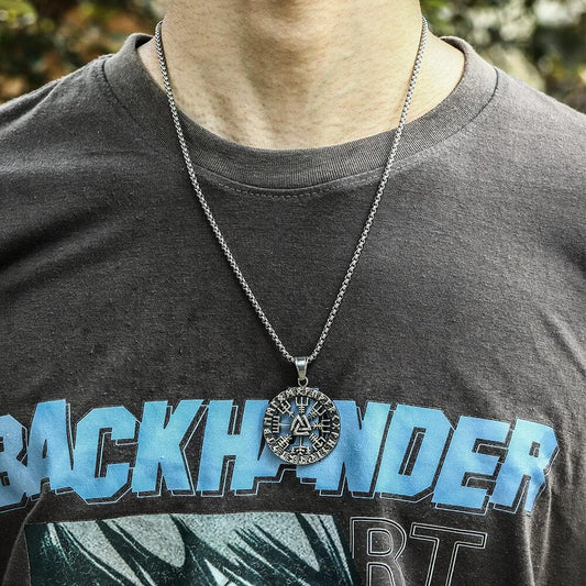 Triangle Valknut Compass Stainless Steel Viking Pendant
