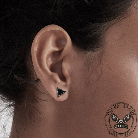 Triangular Viking Rune Stainless Steel Stud Earrings