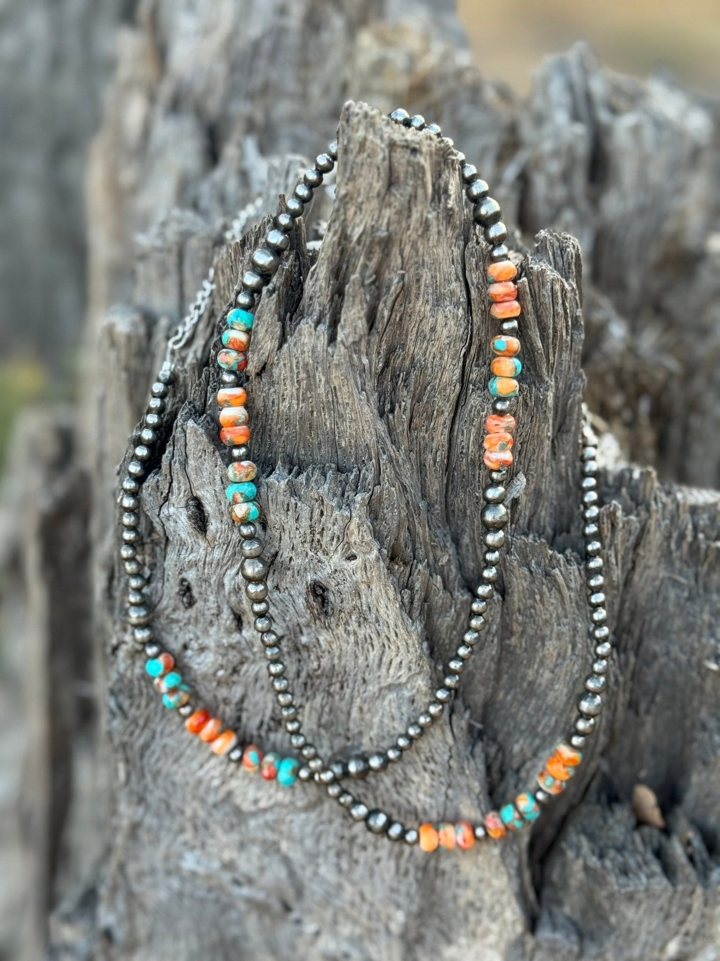 Triple Shot Spiny Oyster Beads Necklace