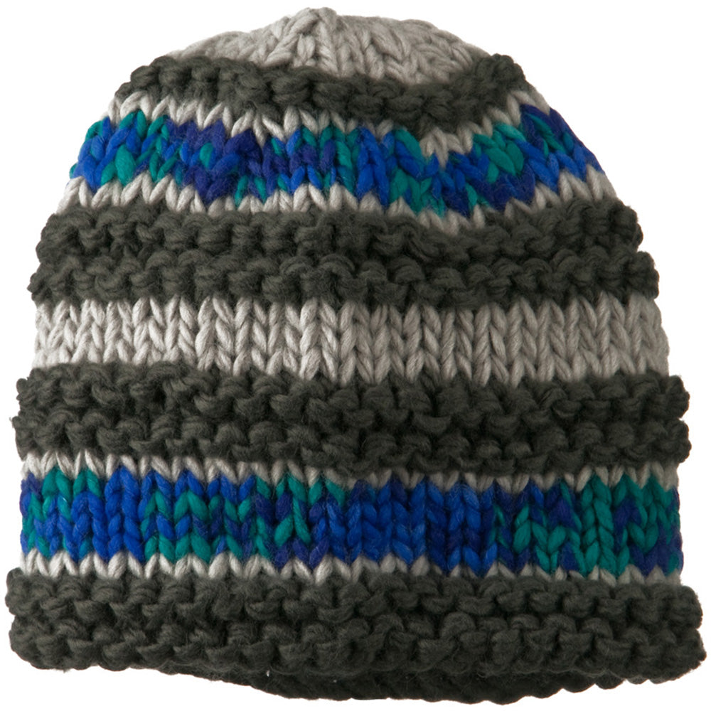 Unisex Acrylic Thick Striped Beanie