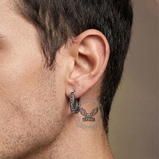 U Shaped Viking Runes Stainless Steel Earrings