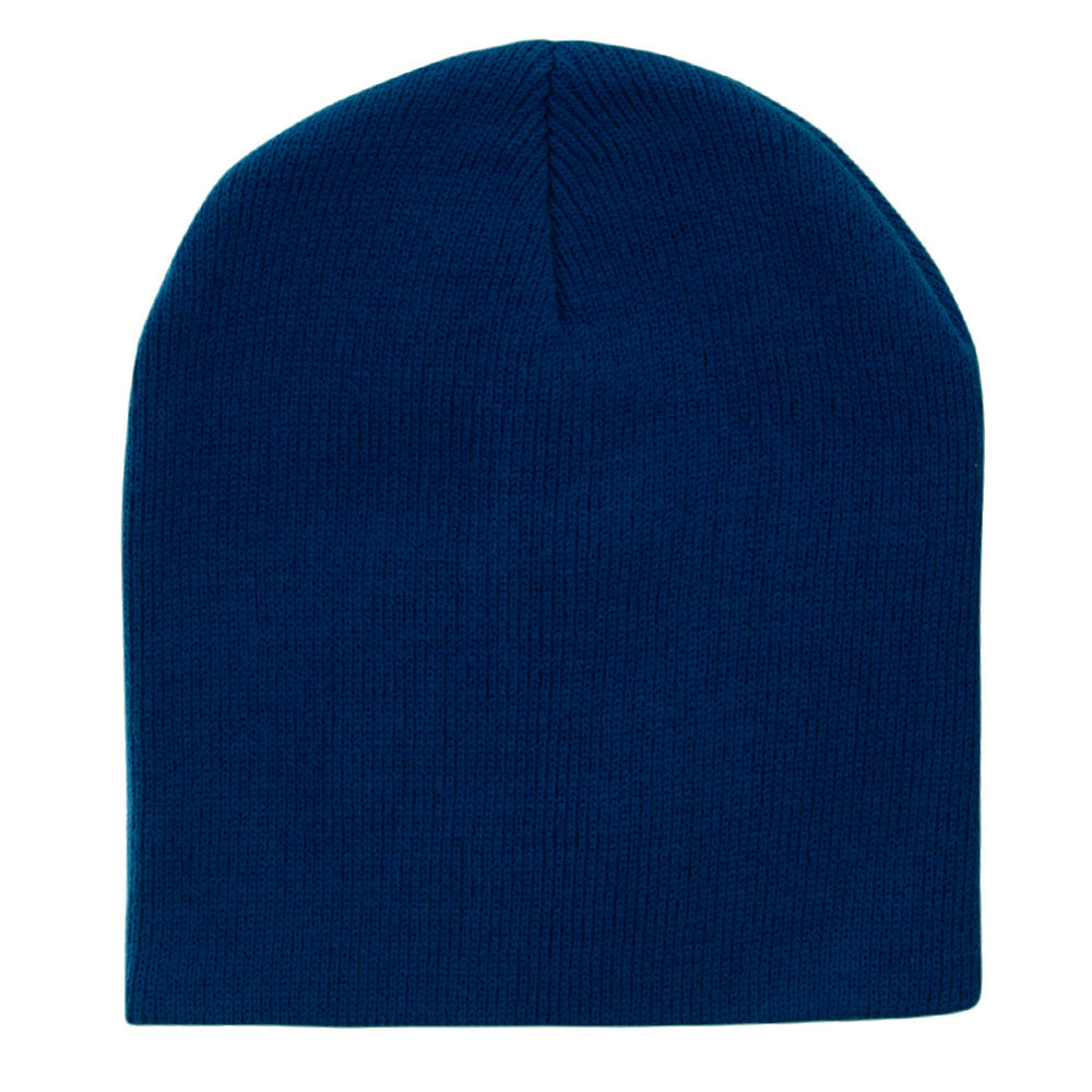 8 Inch Solid Knit Short Beanie Made in USA