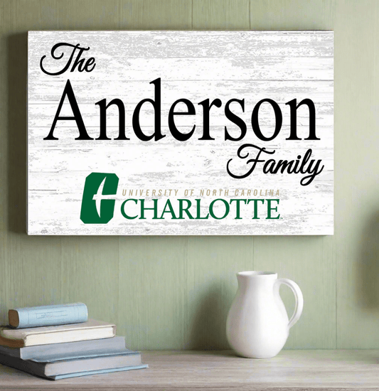 UNC Charlotte Family Name Sign – Personalized 49ers Gift Wood Sign