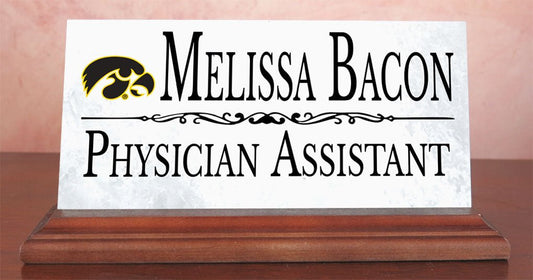 University of Iowa Desk Nameplate – Custom Marble Name Sign with Personalized Title