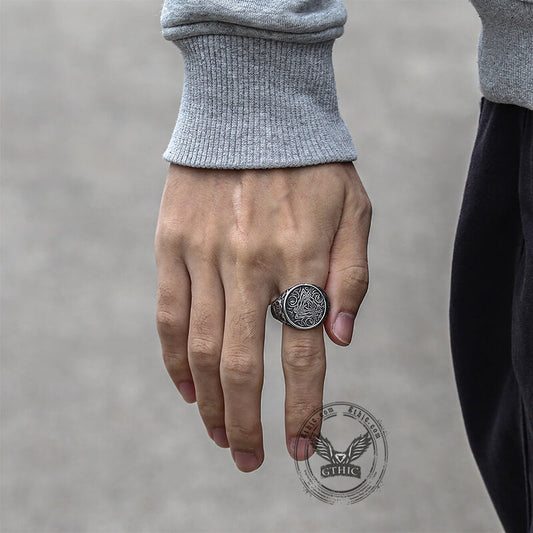 Urnes Valknut Stainless Steel Viking Ring