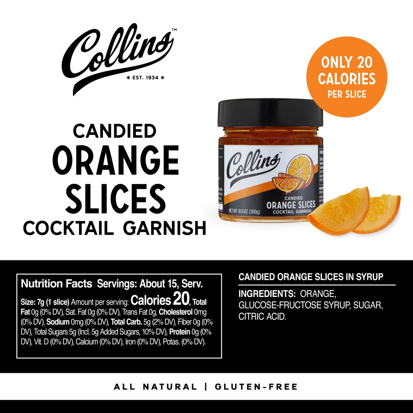 Candied Orange Slices in Syrup 10.6 oz , Set of 6
