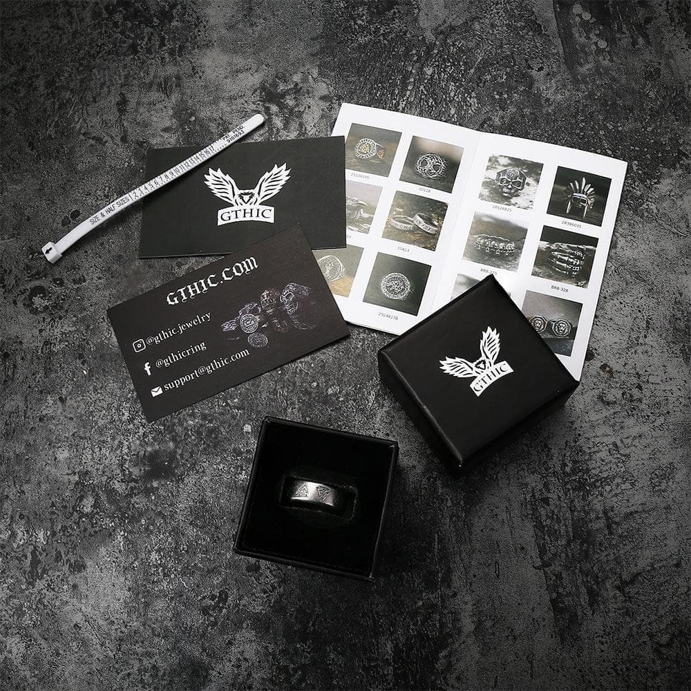 Valknut and Runes Stainless Steel Viking Ring