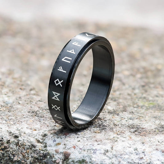 Vegvisir Runes Stainless Steel Spinner Ring