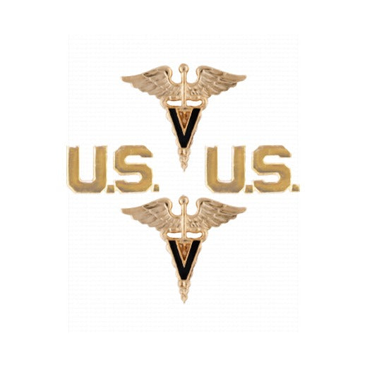 Veterinary Branch Insignia Set with U.S. Letters