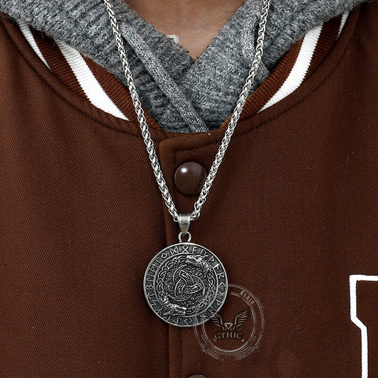 Viking Celtic Wolf Runes Stainless Steel Pendant