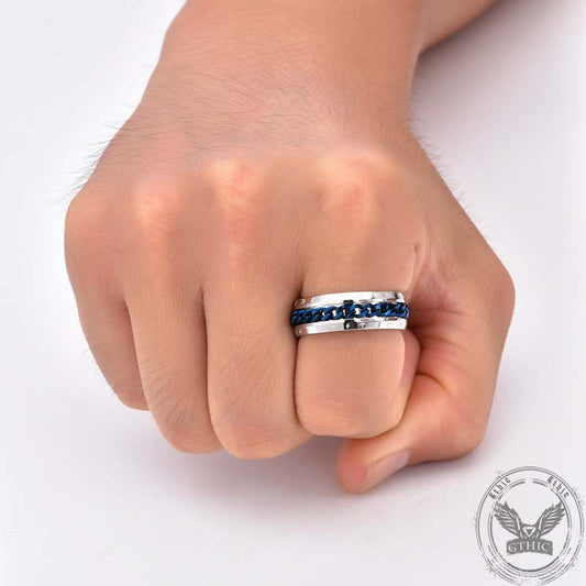 Viking Runes Chain Spinner Stainless Steel Ring