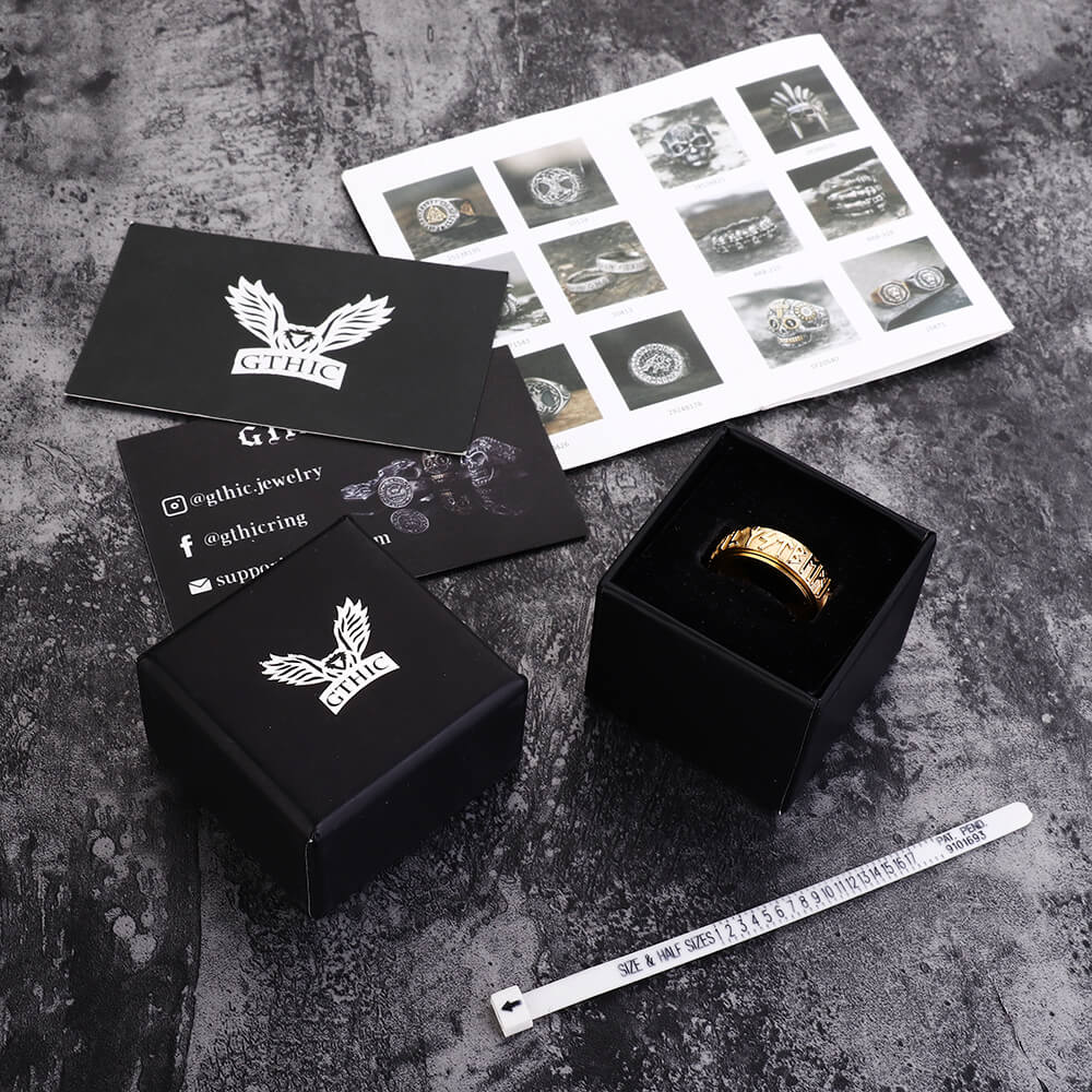 Viking Runes Stainless Steel Spinner Ring