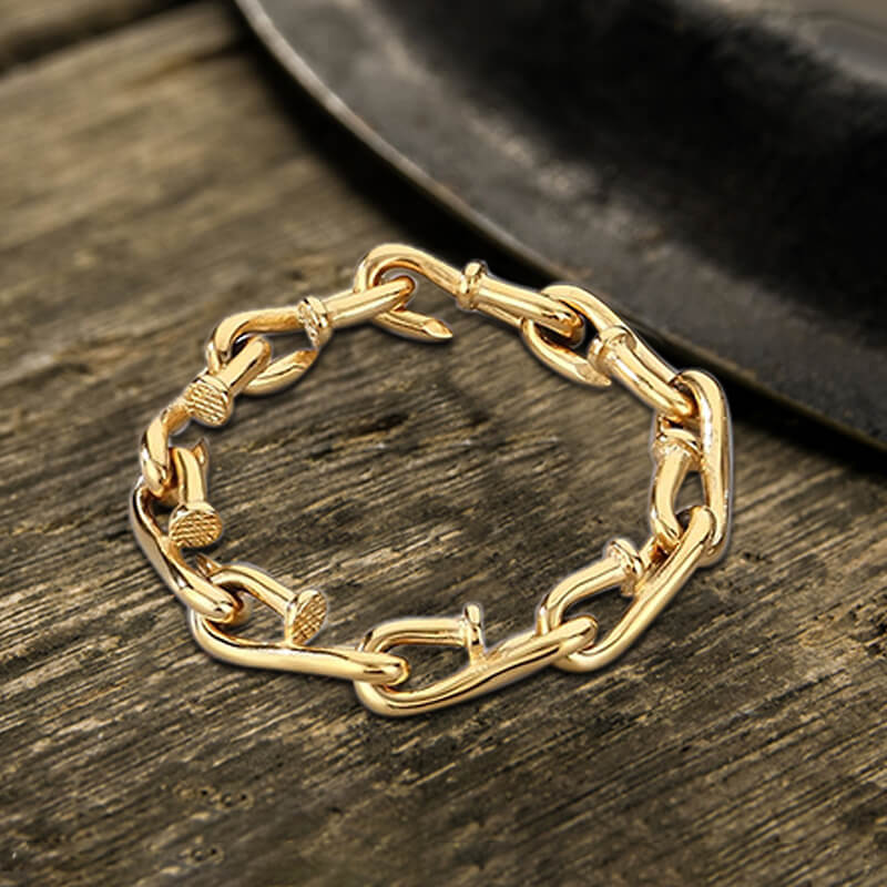 Vintage Bent Nail Stainless Steel Bracelet