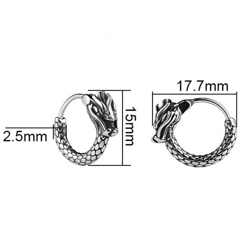 Vintage Chinese Dragon Design Stainless Steel Earrings