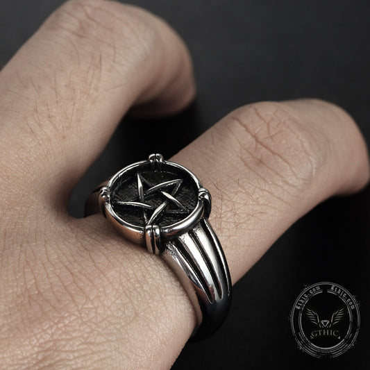 Vintage Five-pointed Star Stainless Steel Ring