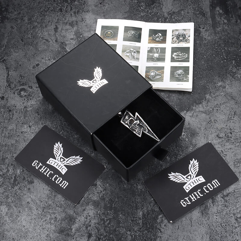 Vintage Lightning Bolt Skull Stainless Steel Pendant