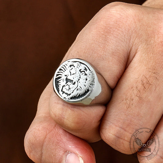 Vintage Roaring Tiger Head Stainless Steel Ring