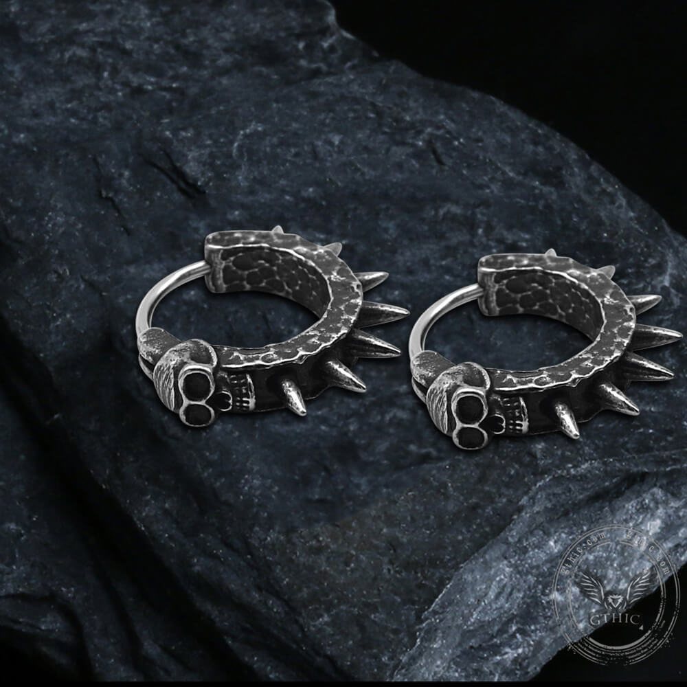 Vintage Skull and Thorns Stainless Steel Earrings
