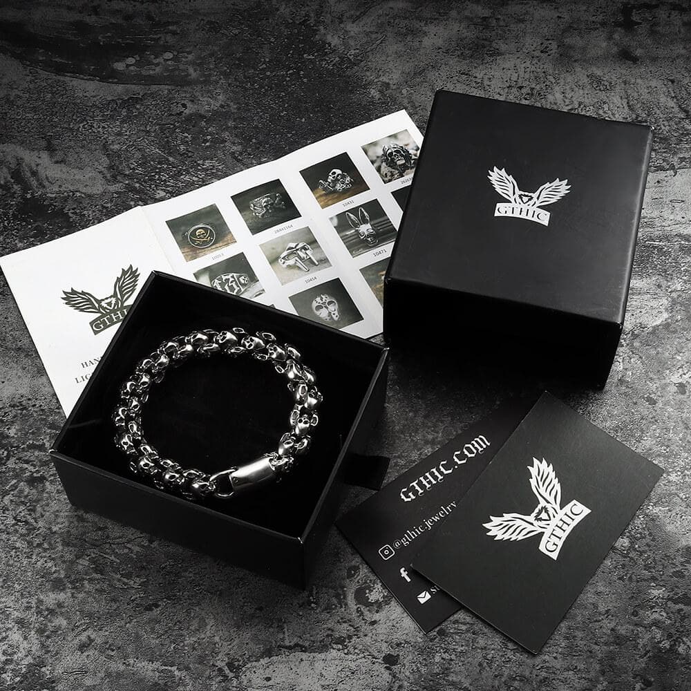 Vintage Stainless Steel Skull Bracelet