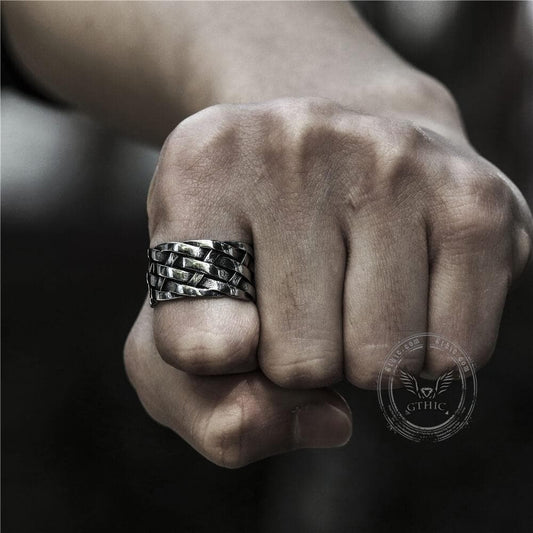 Vintage Weave Pattern Stainless Steel Ring