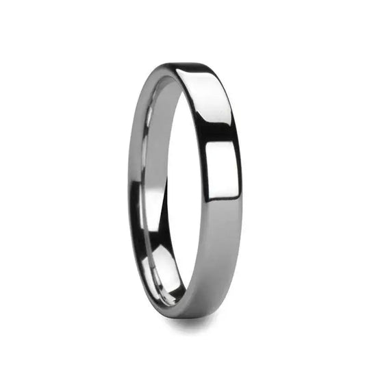 CALEDONIA Flat Polish Finished Cobalt Chrome Ring, Comfort Fit, 4mm–8mm