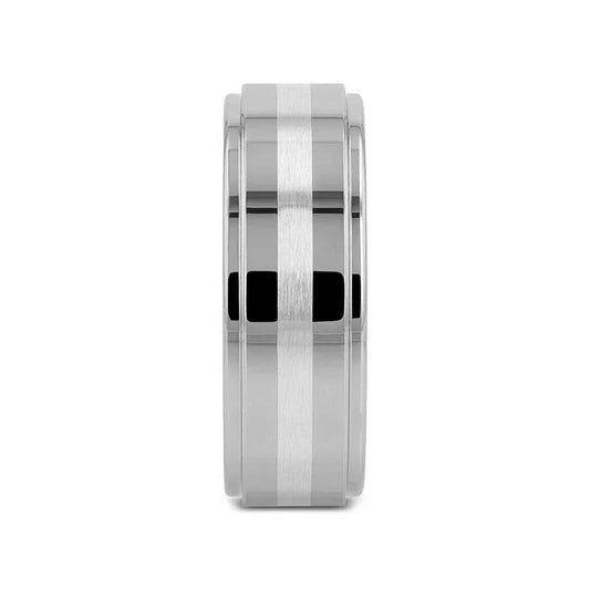 VALKYRIE Raised Center Tungsten Ring with Brushed Stripe – 6mm & 8mm