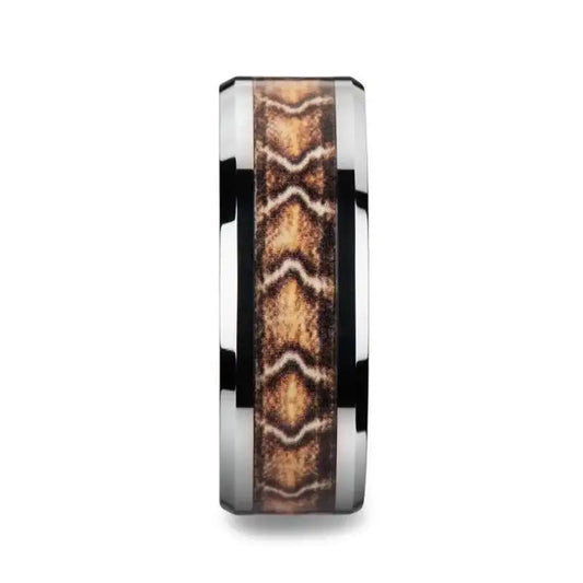 VIPER Tungsten Wedding Ring with Boa Snake Skin Design Inlay - 8mm