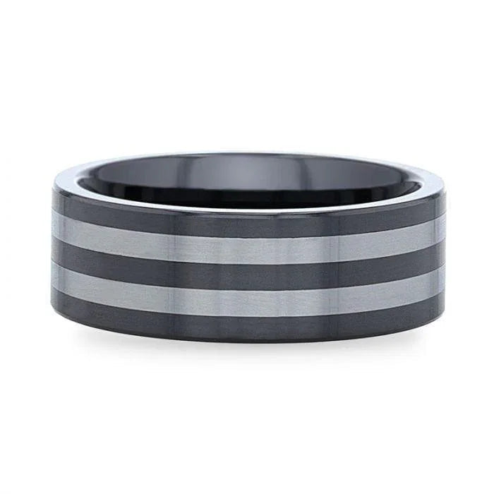 DIPLO Ceramic ring with Tungsten Inlay With Flat Polished Edges