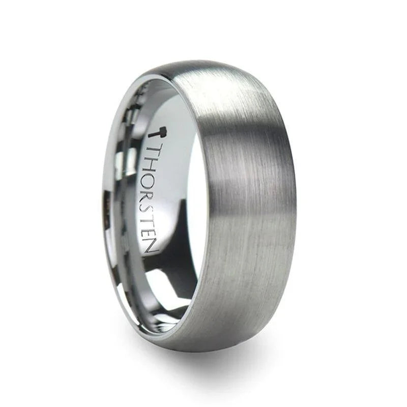 PETRA Domed Brushed Finish Tungsten Ring, 4mm–6mm