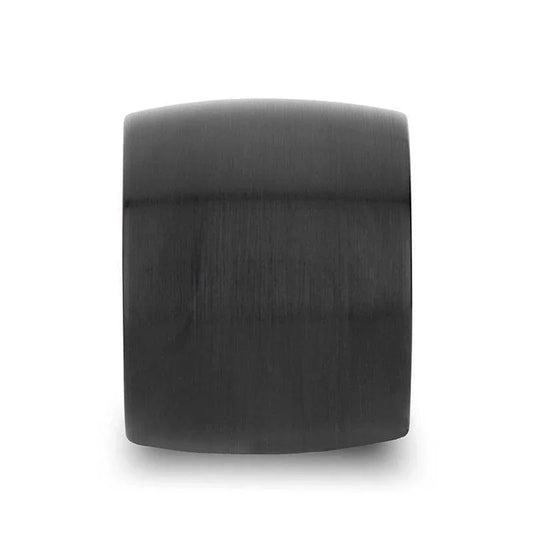 AETHER Domed Black Tungsten Carbide Ring with Brushed Finish — 20mm Extra-Wide