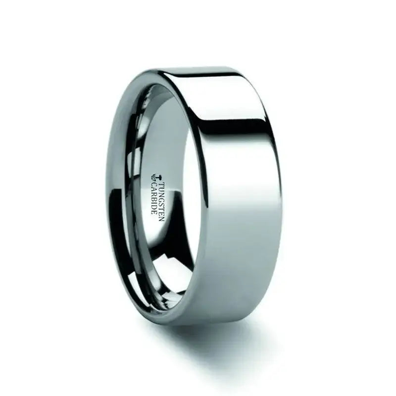 ATHENA Women's Flat Tungsten Carbide Wedding Band – 4mm or 6mm
