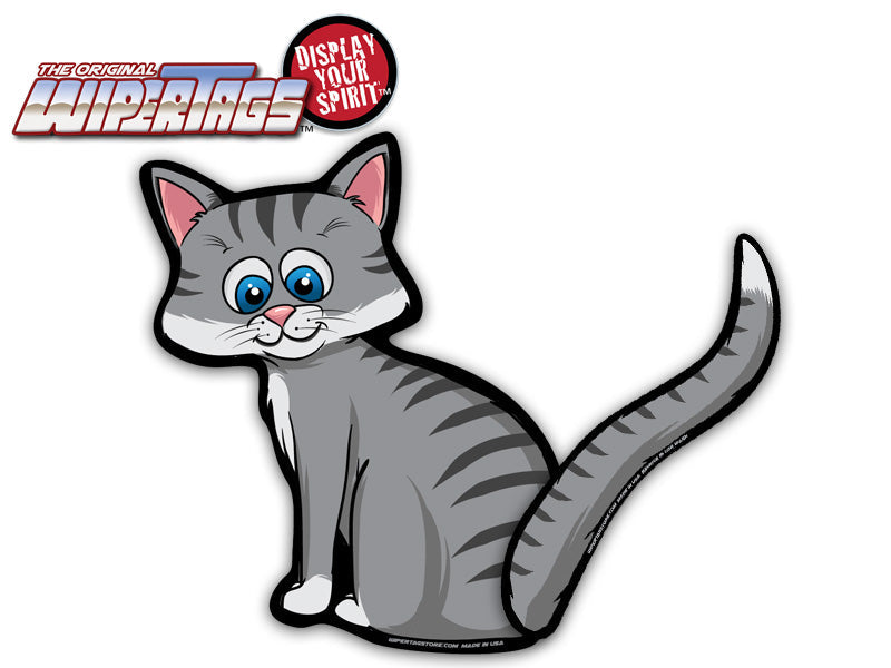 Cat Wagging Tail-Grey WiperTags