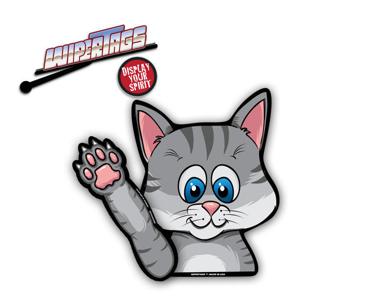 Grayson Waving Gray Kitten WipurrTags