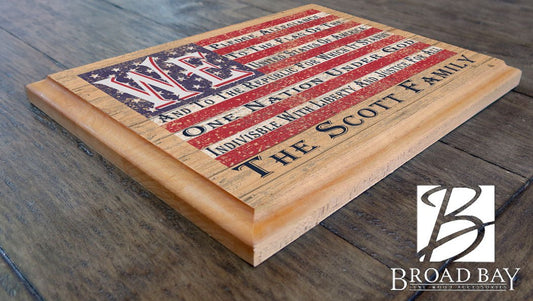 WE Pledge Allegiance Family Name Sign Custom Patriotic Family Name Plaque