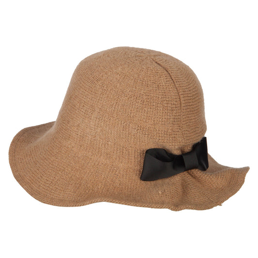 Women's Grosgrain Bow Accented Cloche Bucket Hat